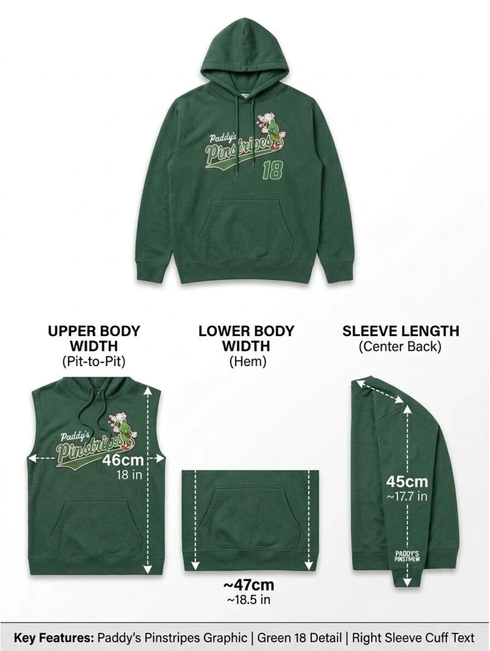 Always Sunny in Philadelphia Crew Hoodie Roots 73 Paddys Pinstripes 18 Green 2XL